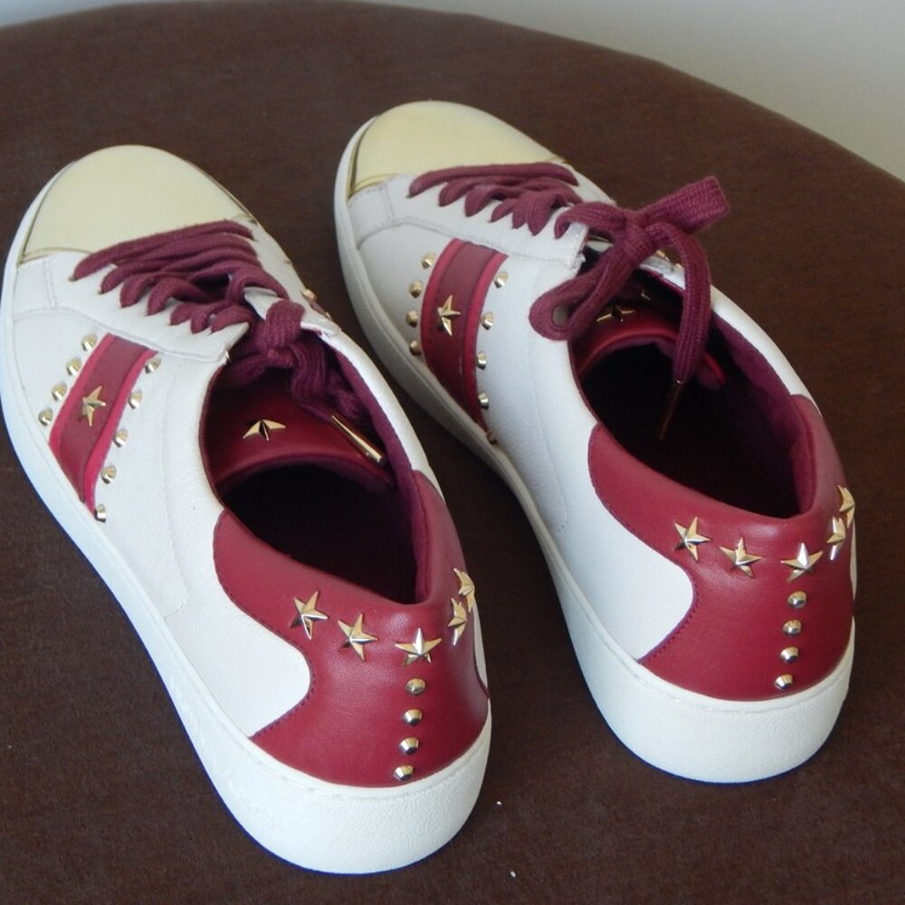 Michael Kors Frankie Stripe Leather Studded Low Top Lace-up Sneaker Shoe 7 M New